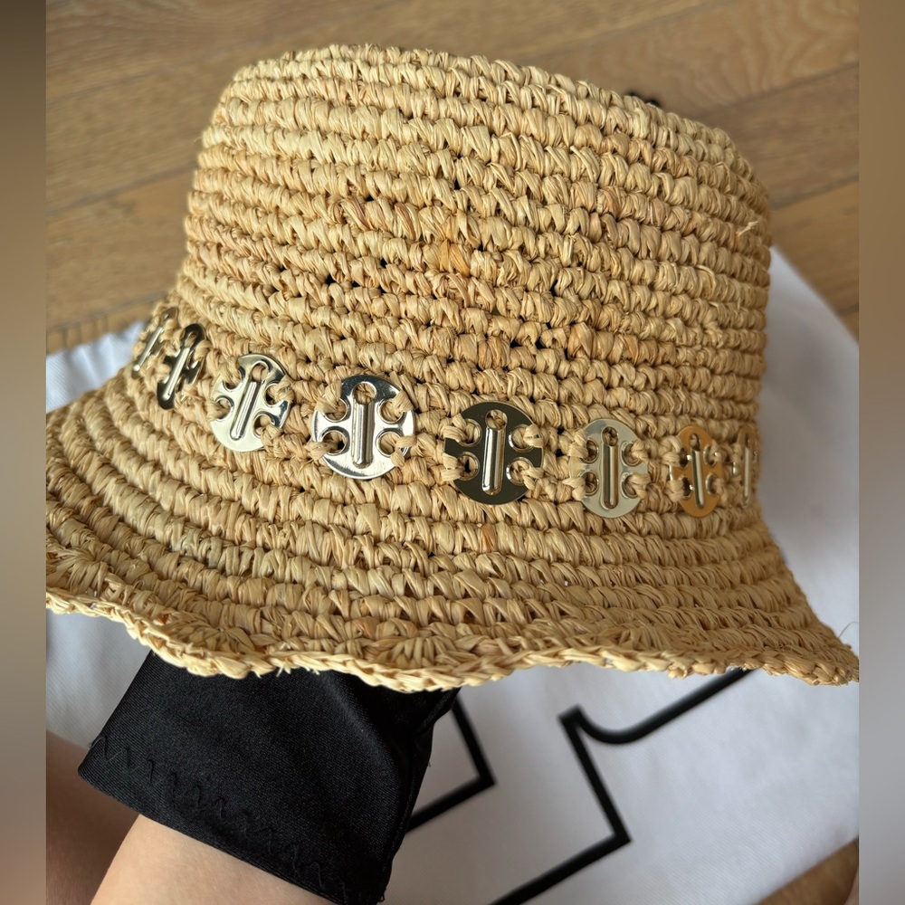 Paco Rabanne Embellished Raffia Bucket Hat Beige - Picture 5 of 16